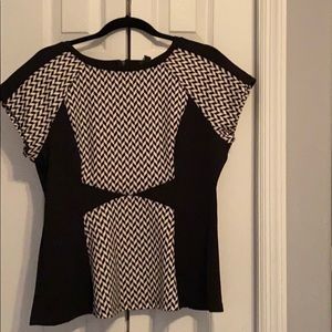 Black and white herring blouse